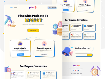 landing page for side project 3d elements 3d landing page bitcoin blockchain crypto cryptocurrency gradient landing page side projects side projets token ui uxtrends
