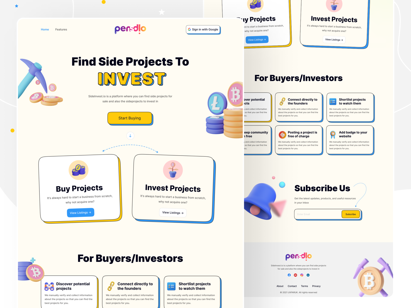 landing page for side project by Omar Faruk on Dribbble