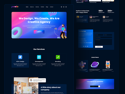 Design agency landing page agency branding company contact form contact us creative agency dark mode dark web devolopment footer header light mode portfolio prototyping sevices uiux design web design