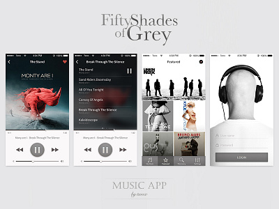 Music Player of Grey app grey ios photoshop ui