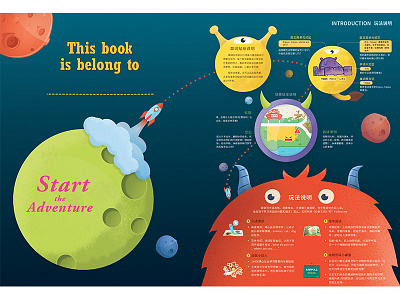 Introduction of a book book monster ps rocket space vector