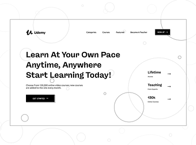 Udemy hero section concept black white clean concept courses creative design desktop hero section homepage landing page minimal redesign simple studying typography ui ux web webdesign