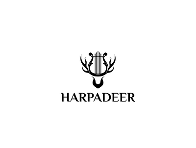 harpadeer logo animal characterdesign clean logo creative logo deer harp horn illustration logo negative space logo