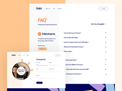 Sabi Website - More Screens animation branding contact design explore faq homepage icon illustration logo motion graphics trade ui vector