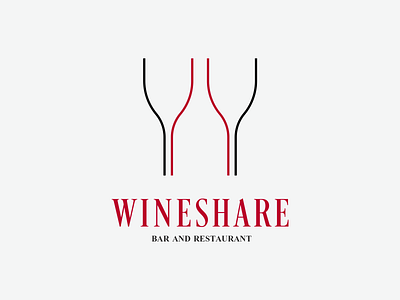 WineShare branding clever combination design drink iconic logo logodesign minimalist minimalistic share wine wine bottle wine glass