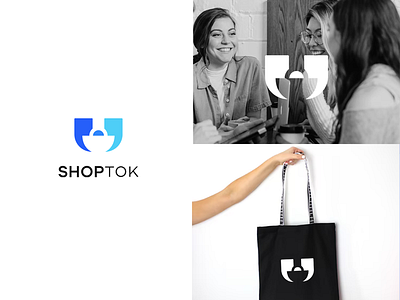 SHOPTOK branding clever design iconic logo logodesign minimalist minimalistic shop shopping talk talking tok