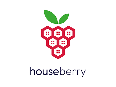 HouseBerry berry blueberry house logo minimalistic real estate redberry