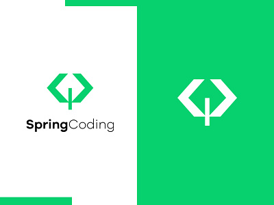SprintCoding coding design iconic internet leaf logo logodesign minimalist minimalistic negative space spring technology