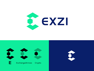 EXZI blockchain clever crypto design e exchange iconic logo logodesign minimalist minimalistic tech