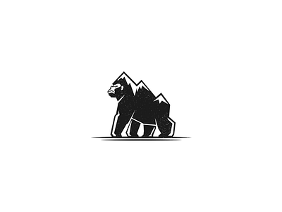 Gorilla Mountain black white clever design gorilla illustration logo mountaine