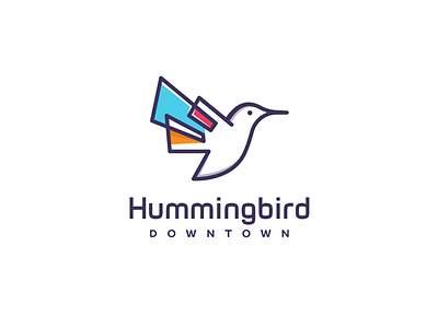 Hummingbird Downtown build buildings clever downtown hummingbird logo simple