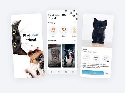 Find Your Friend animal app cat cats design design app dog dogs friend hamster mobile pet ui ux