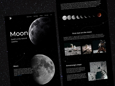 Moon design landing page moon space star ui ux web design