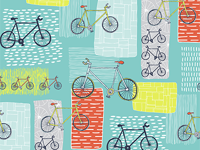 Biking Around bikes drawing geo geometric illustration illustrator pattern vector