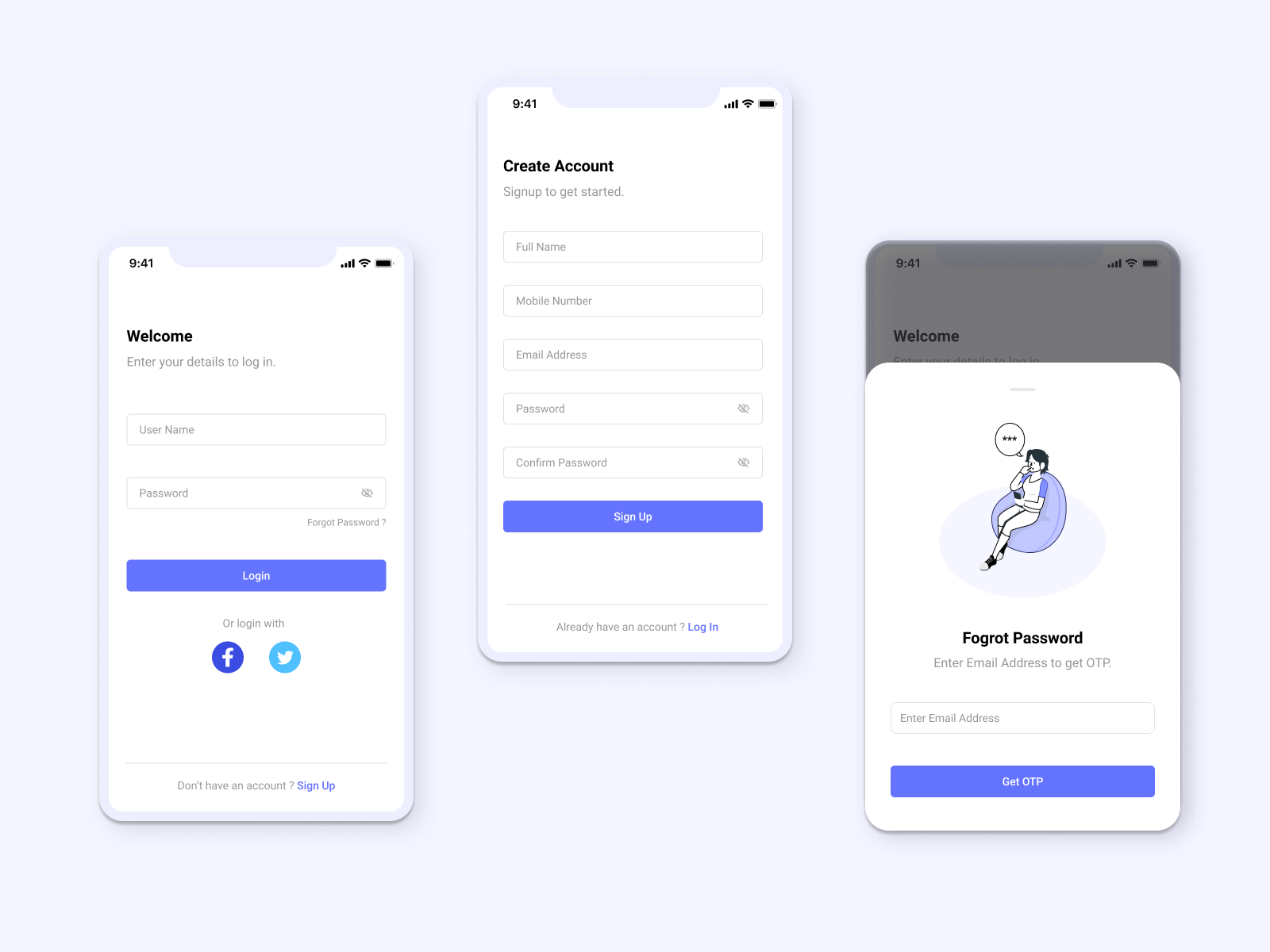 Mobile Login UI by Satyanarayana Devulapalli on Dribbble