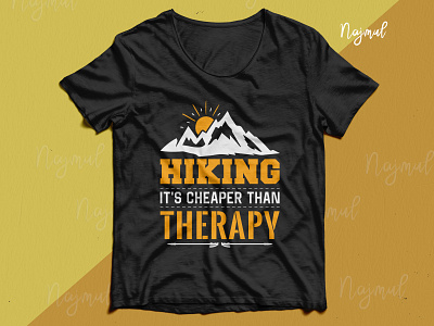 Hiking it's cheaper than therapy. Hiking typography with vector