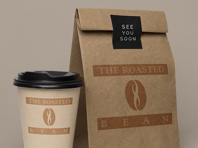 The Roasted Bean branding brown challenge coffee coffee brand coffee logo coffee shop dailylogo dailylogochallenge design flat graphic design icon logo logo design minimal shades typography vector