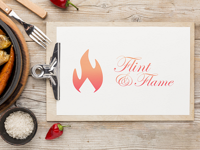 Flint & Flame brand brand logo branding challenge dailylogo dailylogochallenge design fire logo flame flame logo flat gradient icon logo logodesign orange restaurant restaurent logo typography vector