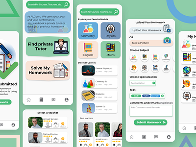 Online E-learning App UI/UX app design e learning education flat learn minimal school ui ux website