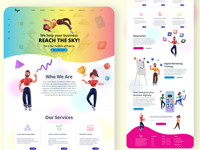 Digital Marketing Agency landing page UI/UX agency app design flat hero landing page marketing minimal ui ux website