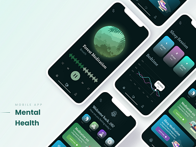 Mental Health App app design figmadesign focusapp interfacedesign meditation mentalhealth mobile productdesign sleepapp ui ux uxui