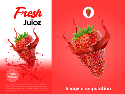 Strawberry image manipulation with packet packaging 3d branding graphic design image manipulation manipulation strawberry