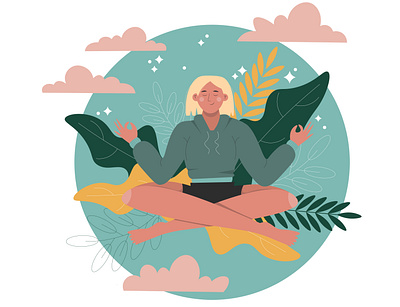 Meditation adobe illustrator design flat illustration freelancer illustration illustrator simple illustration vector illustration vectorart women in illustration