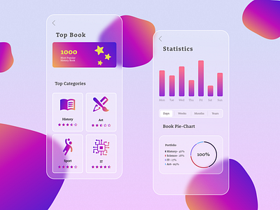 Design for a mobile book app app screen app ui app uiux appdesign design glass glassmorphism mobile acreen mobile app mobile app design mobile app screen mobile ui ui ui design ui screen uiux design ux ux design uxui