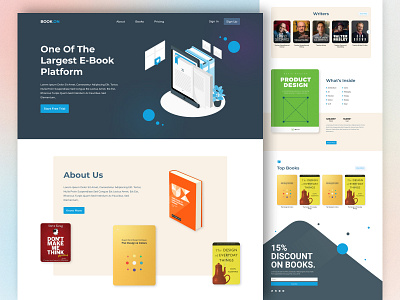 E-Book Landing Page best ui daily ui design e book ebook home screen landing page mockup online book ui ui design uiux design ux uxui web mockup web screen web template web ui website website ui