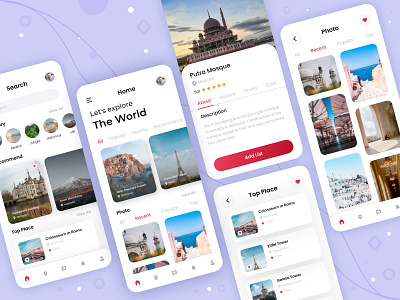 Travel App UI Design android app app ui city concept design ios minimal mobile mobile app mockup photo tourism tours travel travel app trip ui ux vacation