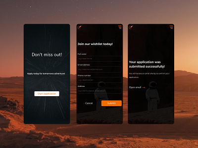 Space Travel Mobile UI Design Concept app design mobile app design mobile ui ui