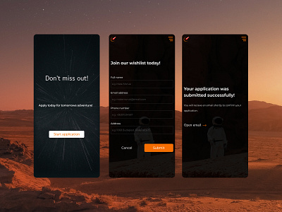 Space Travel Mobile UI Design Concept