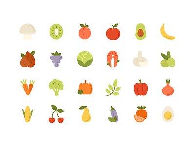 Healthy food flat icons