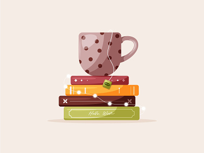 Cozy cup of green tea for winter evening illustration vector