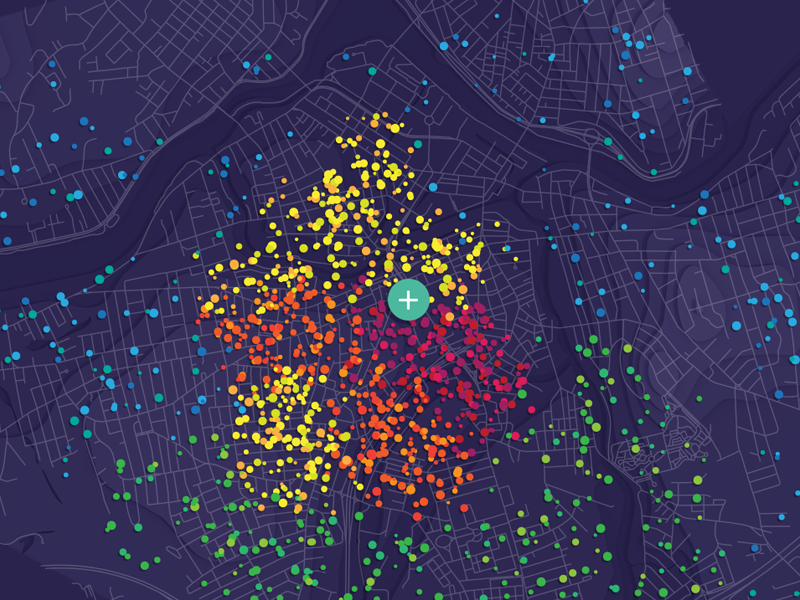 Data Map points circles dots color population map dataviz data