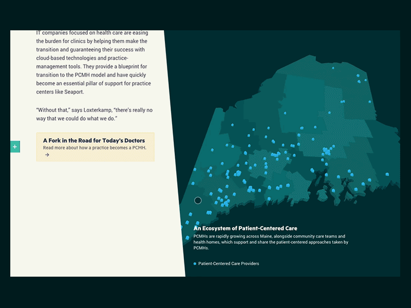 The Atlantic: Population Healthier: Scroll Transition 3d animation data interactive map scroll transition webgl