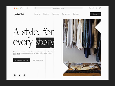 Fashion Website - Kanba app branding clouthes design fashion fashion website illustration logo models redesign ui ux vector web website