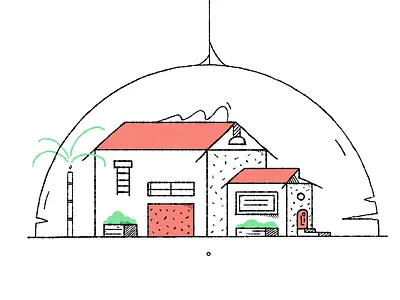 Watermelon Ladderhouse black and white design drawing flat green greenery illustration line art pink print design publication strawberry tiny house tinyhouse ui watermelon