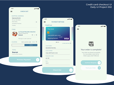 [Daily UI] 002 Credit card checkout appdesign checkout color creditcardui modern simple uiux