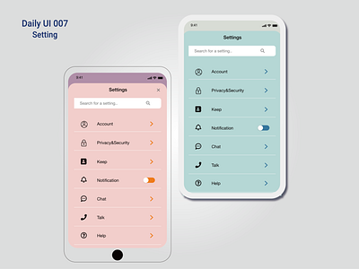 [Daily UI] 007. Setting appdesign illustration modern setting uiux