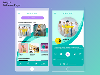 [Daily UI] 009. Music Player appdesign bts butter modern musicapp ui uiux