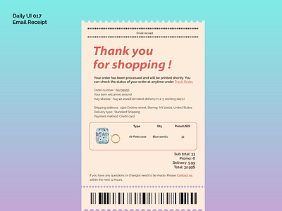 [Daily UI] 017. Email Receipt design emailreceipt illustration on receipt simple ui uiux