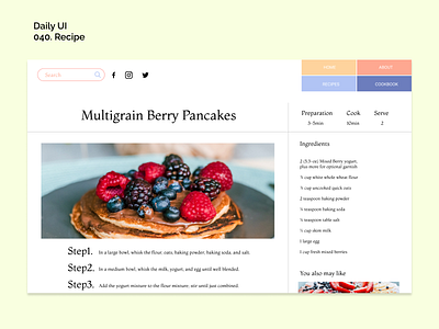 [Daily UI] 040. Recipe appdesign dailyui design modern recipe simple ui uiux