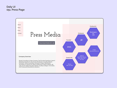 [Daily UI] 051. Press page 051 appdesign dailyui design modern press presspage purple simple ui uiux
