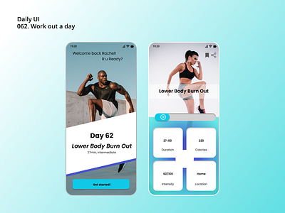 [Daily UI] 062. Work out a day 062. appdesign dailyui design modern simple ui uiux workout workoutaday