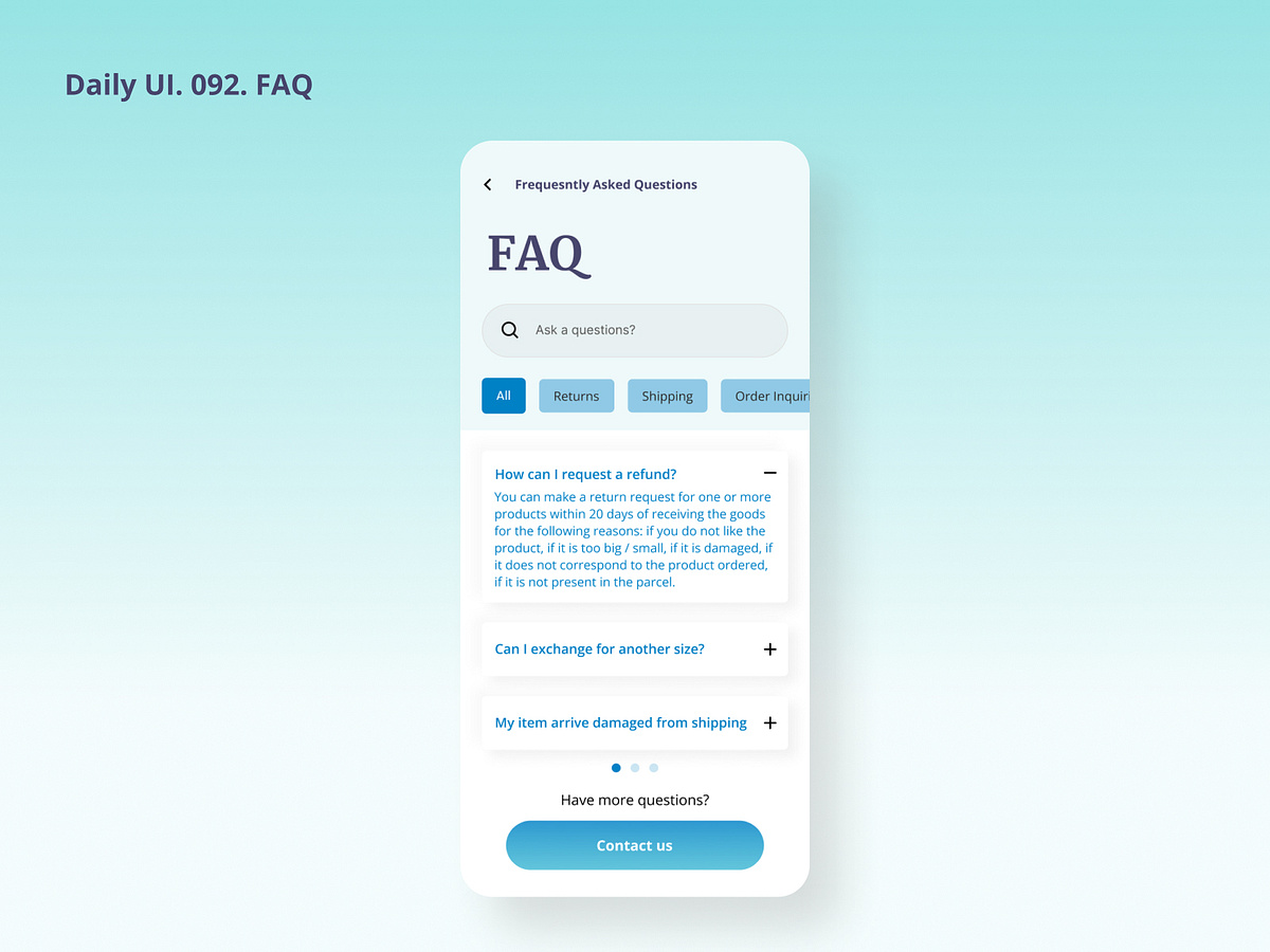 Browse thousands of Faq UI images for design inspiration | Dribbble