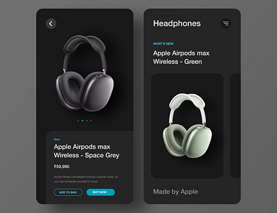 Headphones Shopping App airpods appdesign apple ecommerce figma headphones uidesign uiux