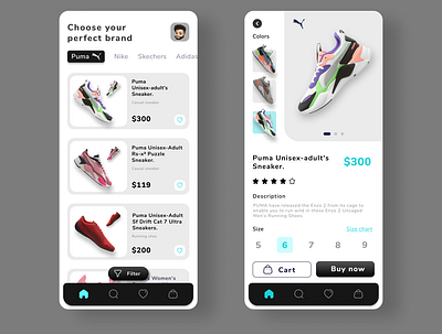Shoe shopping App appdesign design figma mobile shoeapp shoeshopping uidesign uidesigner uiux