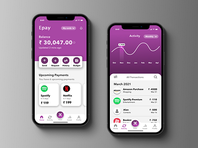 Epay - UI design app appdesign appui figma illustration logo paymentapp ui uidesign uidesigner uiux