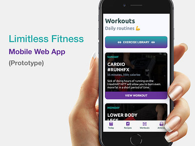 Limitless Fitness - Mobile Web App (Prototype) app fitness fitness app ios iphone mobile mobile product prototype web app design web design